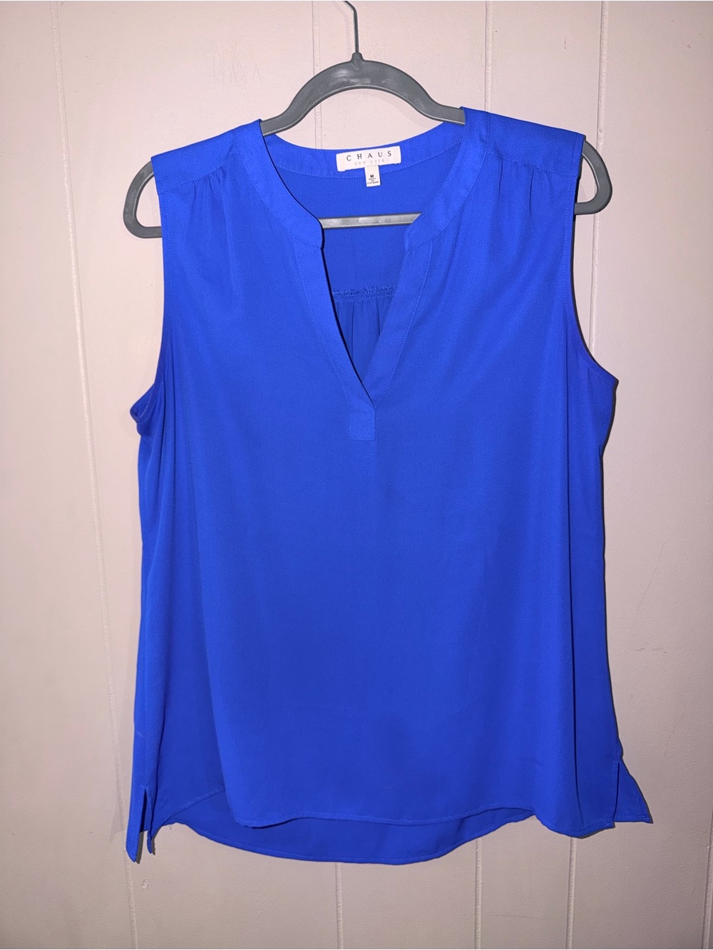 Chaus Women’s Sleeveless Split V-Neck Tank in Royal Blue